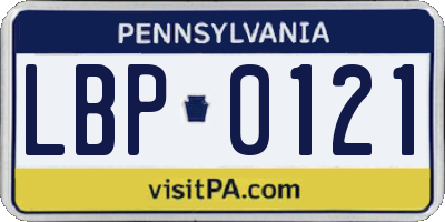 PA license plate LBP0121