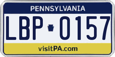 PA license plate LBP0157