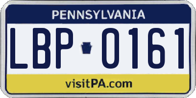 PA license plate LBP0161
