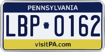 PA license plate LBP0162