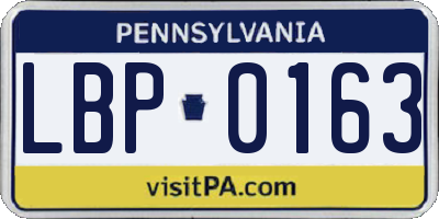 PA license plate LBP0163