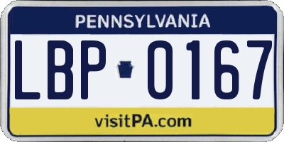 PA license plate LBP0167