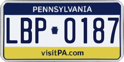 PA license plate LBP0187