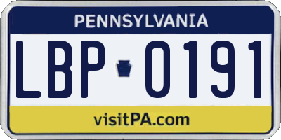 PA license plate LBP0191