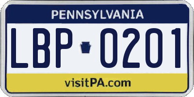 PA license plate LBP0201