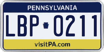 PA license plate LBP0211