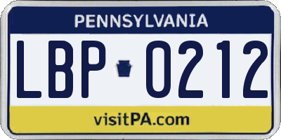 PA license plate LBP0212