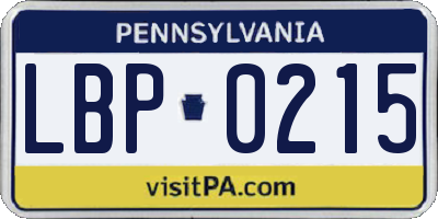 PA license plate LBP0215