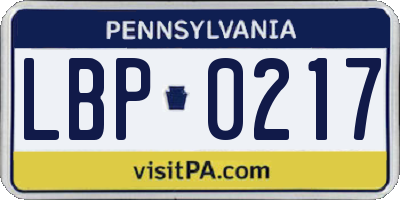 PA license plate LBP0217