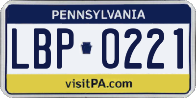 PA license plate LBP0221