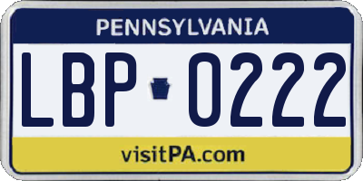 PA license plate LBP0222
