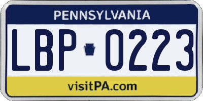 PA license plate LBP0223