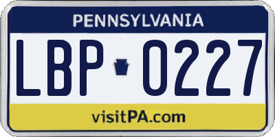 PA license plate LBP0227