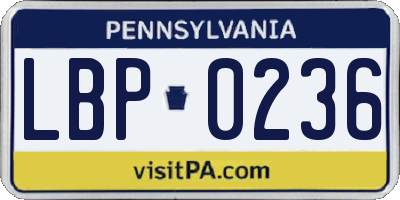 PA license plate LBP0236