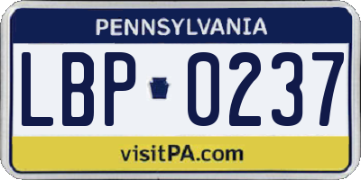 PA license plate LBP0237