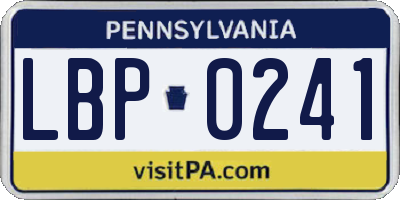 PA license plate LBP0241