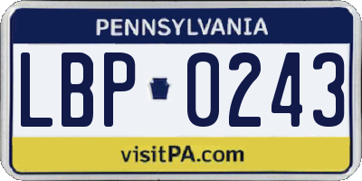 PA license plate LBP0243