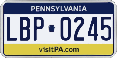 PA license plate LBP0245