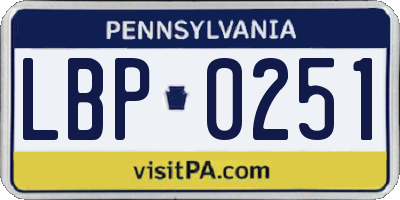 PA license plate LBP0251