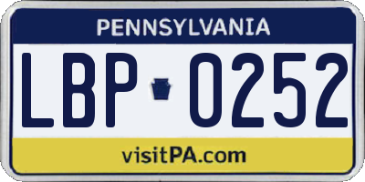 PA license plate LBP0252