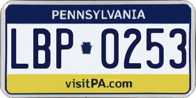 PA license plate LBP0253