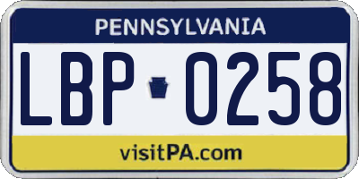 PA license plate LBP0258