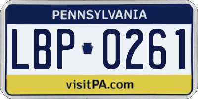 PA license plate LBP0261