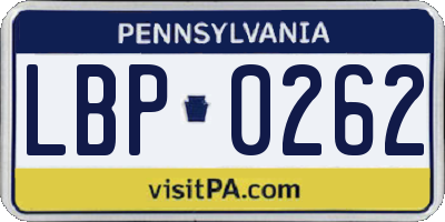 PA license plate LBP0262