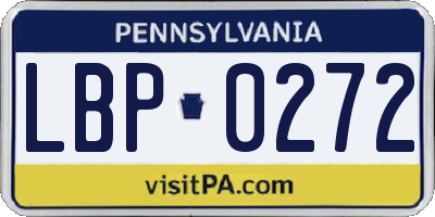PA license plate LBP0272