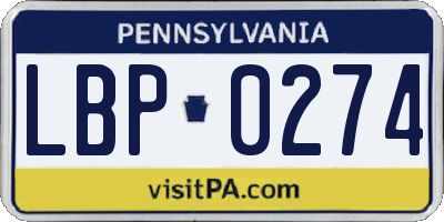 PA license plate LBP0274