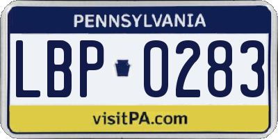 PA license plate LBP0283