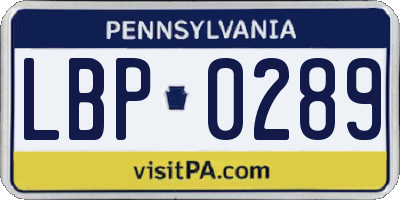 PA license plate LBP0289
