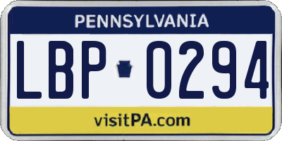PA license plate LBP0294