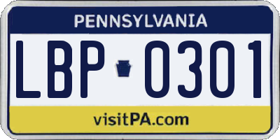 PA license plate LBP0301