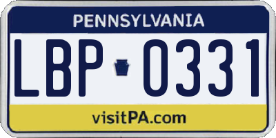 PA license plate LBP0331