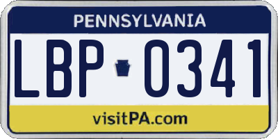 PA license plate LBP0341