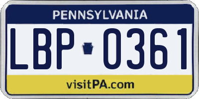 PA license plate LBP0361