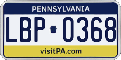 PA license plate LBP0368
