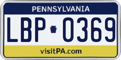PA license plate LBP0369