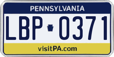 PA license plate LBP0371