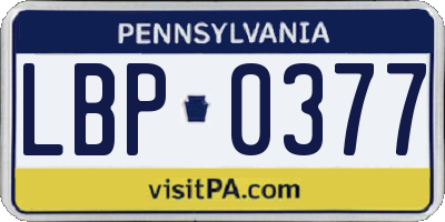 PA license plate LBP0377