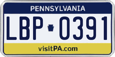 PA license plate LBP0391