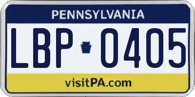 PA license plate LBP0405