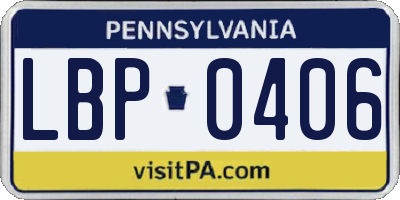 PA license plate LBP0406