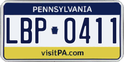 PA license plate LBP0411