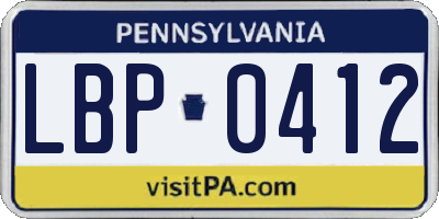 PA license plate LBP0412