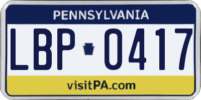 PA license plate LBP0417