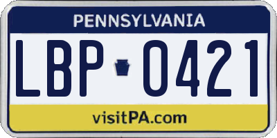 PA license plate LBP0421