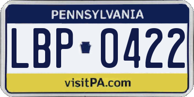PA license plate LBP0422