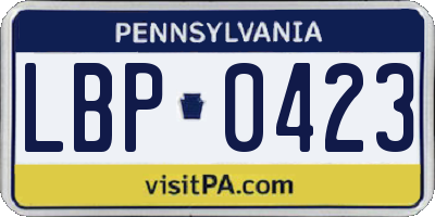 PA license plate LBP0423
